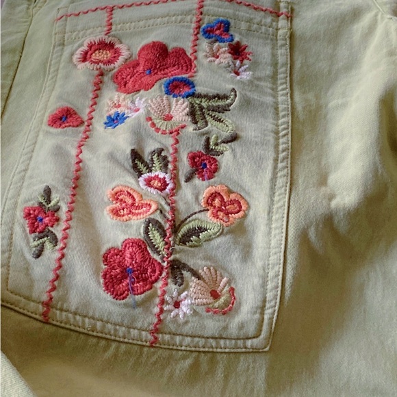 By Anthropologie Pilcro Embroidered Pull-On Pants size SP PS  green color - Picture 4 of 4